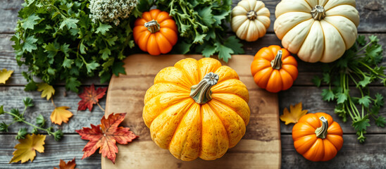 Poster - Autumnal Pumpkin Arrangement