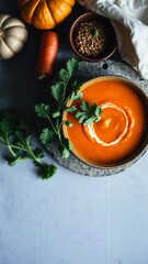 Canvas Print - Creamy Pumpkin Soup with Parsley Garnish