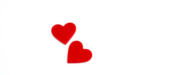 Poster - Two Red Hearts on White Background