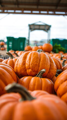 Poster - Pumpkins piled high in a fall harvest scene