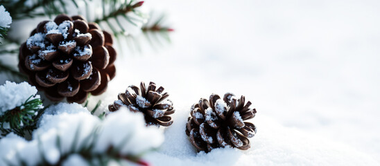 Canvas Print - Pine Cones In The Snow