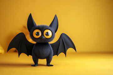 Canvas Print - Cute 3d cartoon of halloween bat on background.