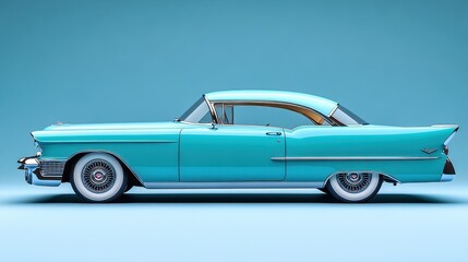 Naklejka na meble Turquoise classic car from the 1950s posing in studio