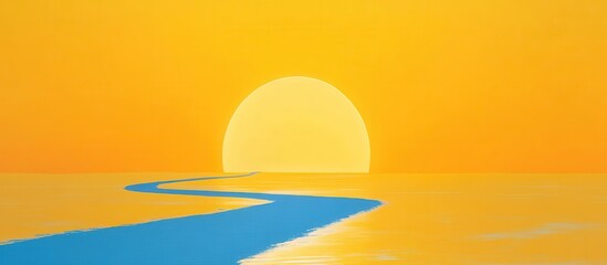 Wall Mural - Stunning Sunrise Over Serene Ocean with a Winding Path of Light Reflecting on the Water