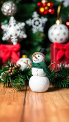 Wall Mural - Snowman Ornament with Christmas Decor