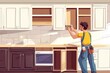 © Hungarian - Man Installing Kitchen Cabinets in a New Kitchen