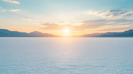 Wall Mural - Stunning Sunset Over Salt Flats and Mountain Range