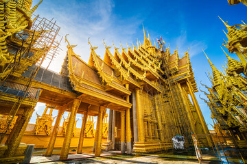 The beautiful Temple (Thai language:Wat Chan West) is a Buddhist temple (Thai language:Wat) It is a major tourist attraction Phitsanulok,Thailand,Under construction