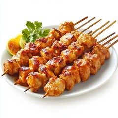 Wall Mural - Chicken Satay isolated on white background