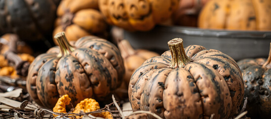 Poster - Close Up of Pumpkins on Ground