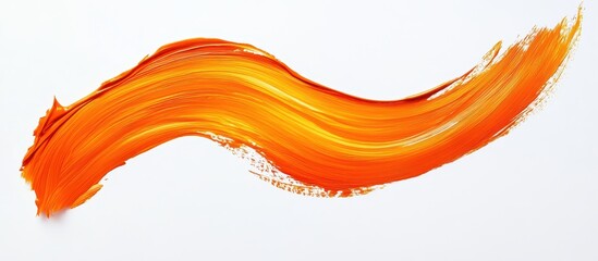 Wall Mural - Bright Orange Brushstroke on White Background - Abstract Art, Modern Design, Creative Expression