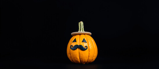 Sticker - Pumpkin with a Mustache and a Hat