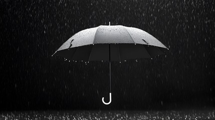 A mesmerizing image showcasing a minimalist umbrella floating effortlessly surrounded by a captivating display of water droplets cascading in slow motion creating a tranquil and serene atmosphere