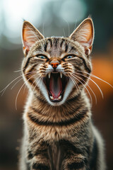 Poster - A cat yawning with its mouth open and its mouth wide open