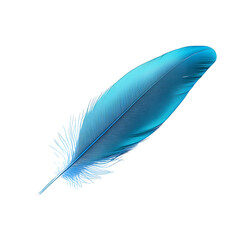 A blue feather is shown on a white background, white background, transparent background