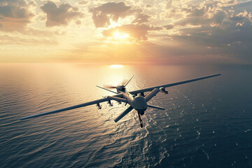 Drone flying in the sky over nature during observation