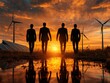 © TPS Studio - Businessmen Walking Towards Renewable Energy Sources at Sunset - Green Investments Concept