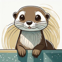 Wall Mural - Otter simple vector icon white background