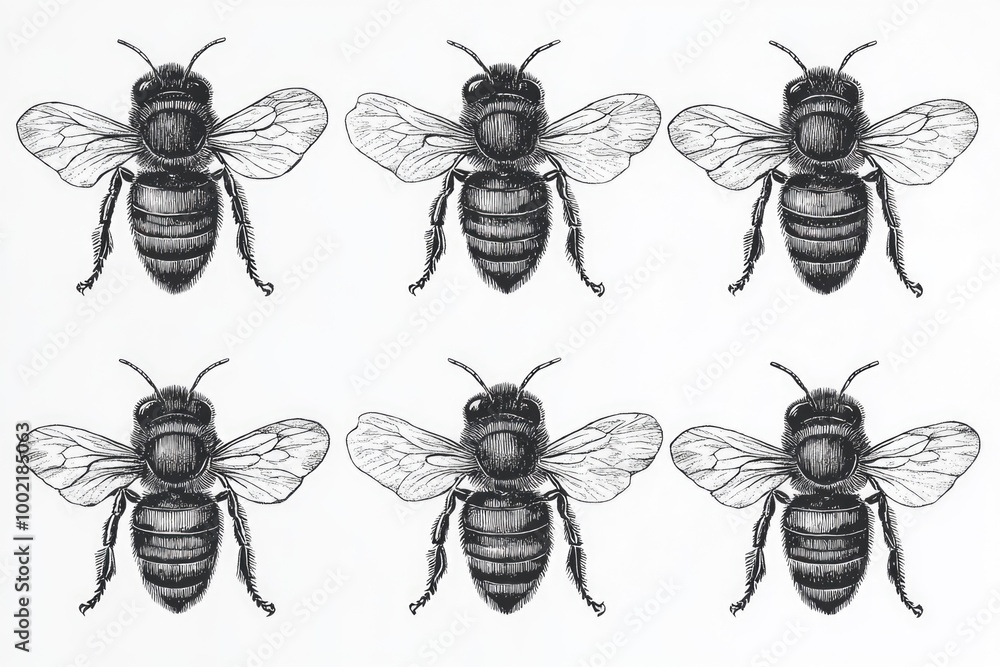 Six Stages of Bee Growth from Larva to Adult - Detailed Insect Diagram ...