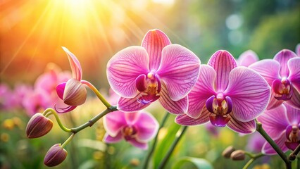 In full bloom, a lovely pink orchid displays delicate petals and vibrant colors, set against a soft backdrop