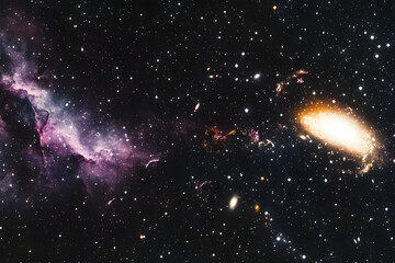 Wall Mural - A stellar expanse reveals the universe's grandeur, where stars and galaxies align, a cosmic dance in the infinity of existence and boundless possibility.