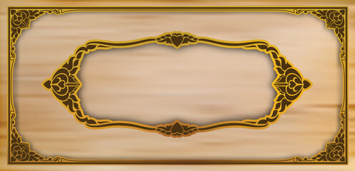 Poster - Border photo frame with corner Thailand line floral for picture, Vector design decoration