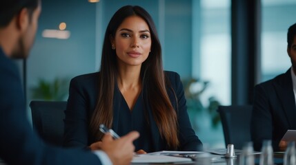 Confident Businesswoman During a Meeting