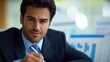 © IMAGINIAC - Confident Businessman in a Suit Holding a Pen