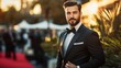 © IMAGINIAC - A Man in a Tuxedo Stands on a Red Carpet