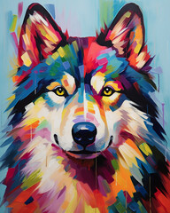 Naklejka na meble Transform your space with a multicolor husky and a gorgeous Canine Art