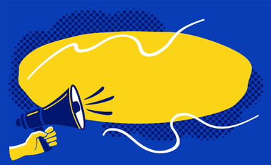 Wall Mural - Announcement pop-up window template. Pop-art style, blue and yellow