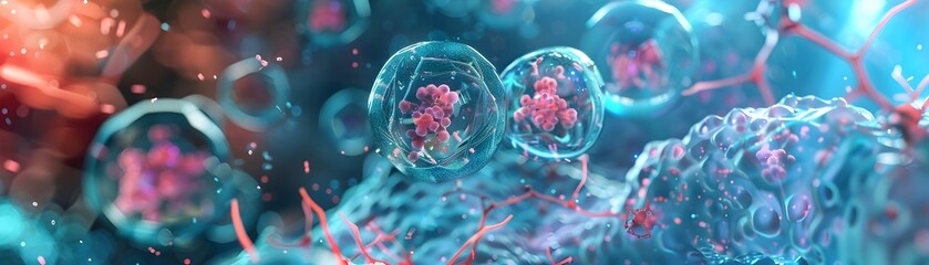 Wall Mural - nanotechnology monitoring and optimizing metabolic processes for innovative medical applications