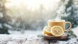 © imageX - Cozy Ginger Tea Banner with Lemon and Diffused Lighting in Winter Setting