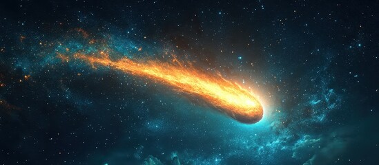Wall Mural - Stunning Meteor Streaking Across the Night Sky with Fiery Trail and Starry Background
