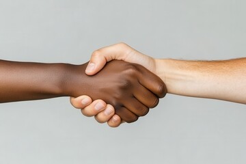 Close-up of two hands shaking, symbolizing unity, diversity, cooperation, and partnership. A powerful image of collaboration and mutual respect.