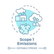 © bsd studio - Scope 1 emissions soft blue concept icon. Greenhouse gas, industry. Manufacturing pollution. Round shape line illustration. Abstract idea. Graphic design. Easy to use infographic, presentation