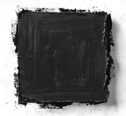 Sticker - Square block of black paint texture isolated on transparent background