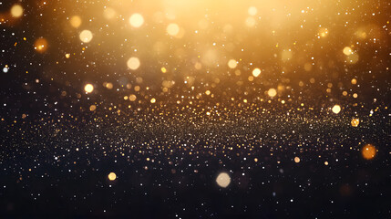 Sticker - background of abstract glitter lights. gold and black. de focused