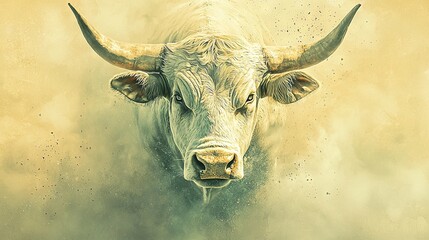 Sticker -   A bull's head dominates the canvas in this artwork