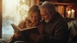 © IMAGINIAC - Senior Couple Reading Book Together In Cozy Living Room