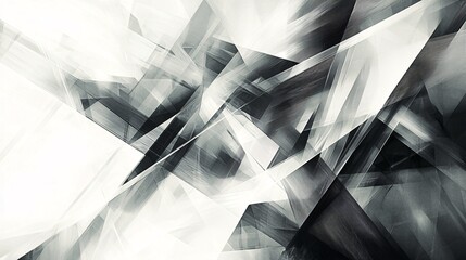 Wall Mural - Dynamic Monochrome Abstract Composition with Bold Diagonal Lines and Sharp Edges