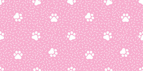 Wall Mural - dog paw footprint seamless pattern cat vector pet puppy kitten bear cartoon doodle pink tile background gift wrapping paper repeat wallpaper illustration scarf isolated design