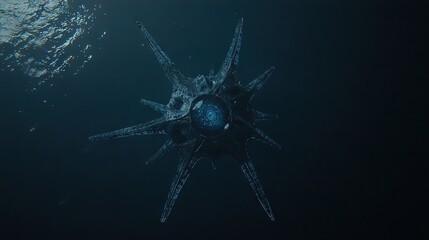Wall Mural -   A giant star floats in the ocean alongside an enormous, water-like structure