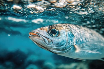 Wall Mural - Close-up shot of a fish underwater. Perfect for illustrating marine life and the beauty of the ocean.