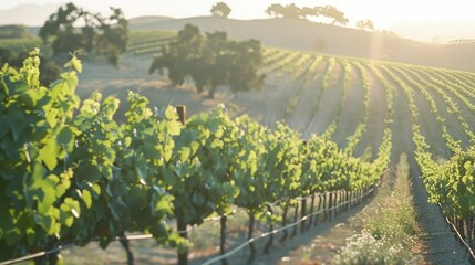 Wall Mural - Lush Vineyard Hills Under Sunlight