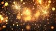 © Elkhan Babayev - Golden and black backdrop with fireworks and sparkles for birthdays, events, or holidays.