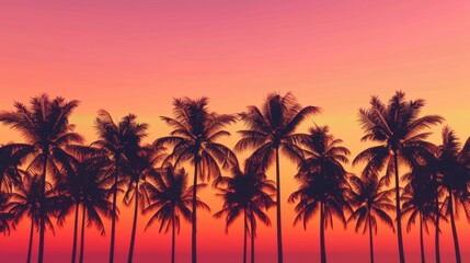 Wall Mural - Silhouette of Palm Trees Against Tropical Sunset