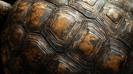 Canvas Print -   Close-up of tortoise shell with numerous brown spots