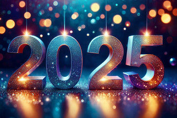 new year 2025 lights glitter defocussed background