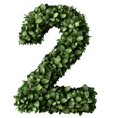 Green Leafy Number Two for Eco-Friendly Designs and Sustainability Concepts